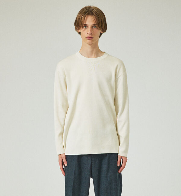 ABAHOUSE「【定番】総針 プルオーバー ニット / クルーネックニット」|ニット・セーター|ホワイト