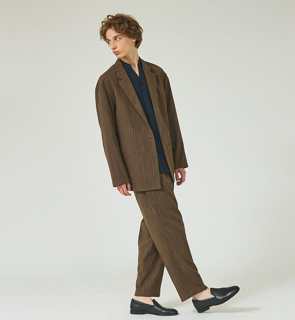 ABAHOUSE「【セットアップ対応】ワイドテーパード  ストライプ イージーパンツ / スラック」|スラックス|