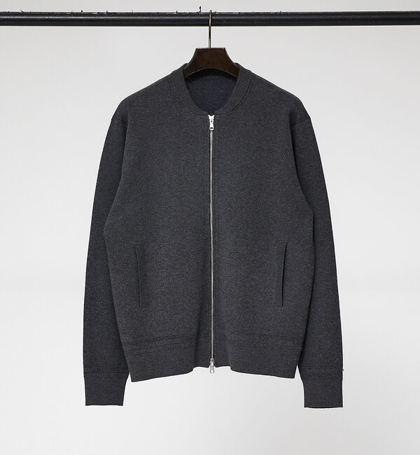 ABAHOUSE「【ニットスウェット】ハイショクステッチ ニットブルゾン/ クルーカーディガン」|ニット・セーター|グレー