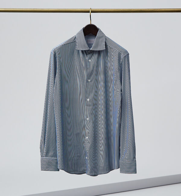 ABAHOUSE「【ON/OFF兼用】トリコット ストライプ 長袖シャツ」|シャツ・ブラウス|ネイビー