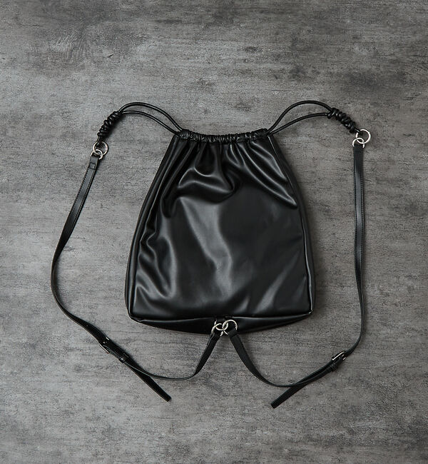 ABAHOUSE「【マルチウェイ】 フェイクレザー 巾着ナップサック / ショルダーバッグ / ユ」|リュック|