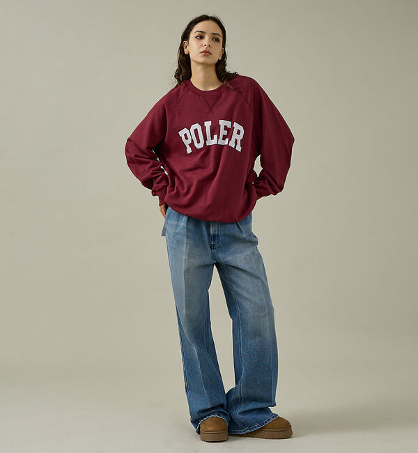 ABAHOUSE「【POLER/ポーラー】COLLEGE RAGLAN CREW スウェット/カレ」|スウェット・ジャージ|
