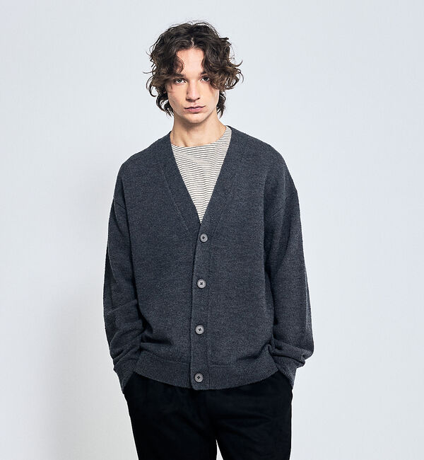 ABAHOUSE「ウールミックス ブークレーニット カーディガン」|カーディガン|グレー