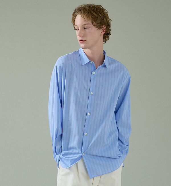 ABAHOUSE「エアリーストライプ オーバーサイズ レギュラーカラーシャツ」|シャツ・ブラウス|ブルー