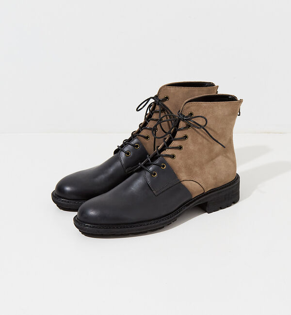 alfredoBANNISTER「【定番】ベロア切替 レースアップブーツ」|ショートブーツ|