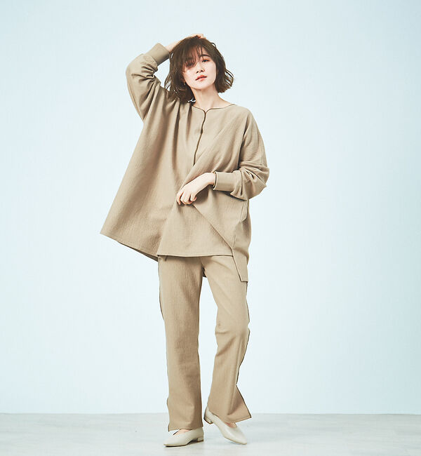 Rouge vif「リップルセットアップ」|Tシャツ・カットソー|ベージュ