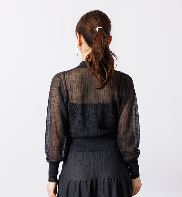 Rouge vif「【セットアップ対応】シアー格子リブニットカーディガン」|カーディガン|