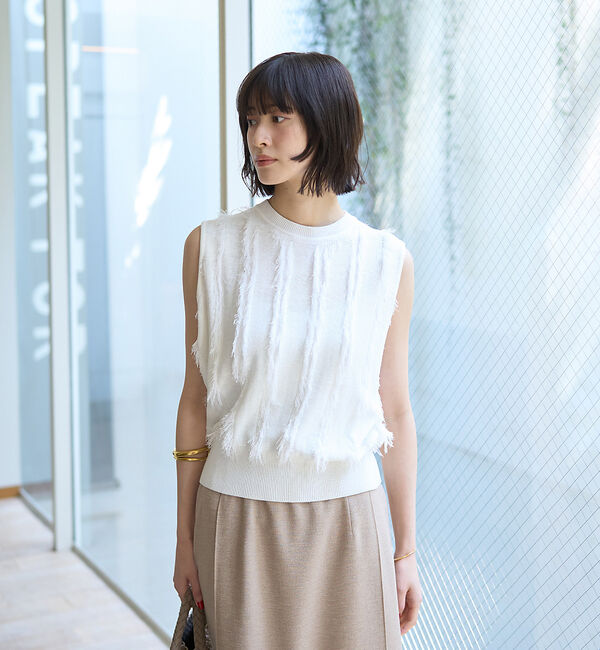 Rouge vif「フリンジニットノースリーブプルオーバー」|ニット・セーター|