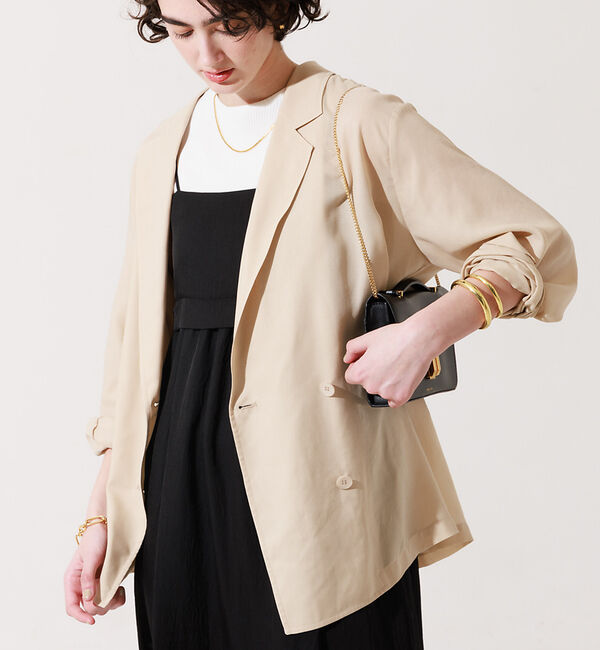 Rouge vif「ツイルエアリーシアージャケット」|テーラードジャケット|ベージュ