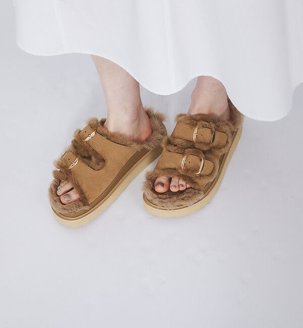 Rouge vif「【MOHI／モヒ】 ムートンベルトサンダル」|サンダル|ベージュ