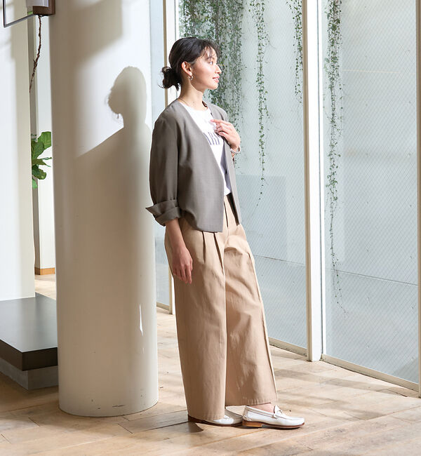 Rouge vif「【セットアップ対応】ベルトノーカラーライトジャケット」|ノーカラージャケット|