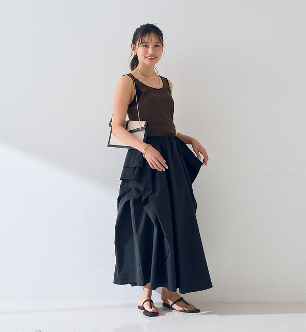 Rouge vif「ギャザーサイドデザイン ロングスカート」|スカート|