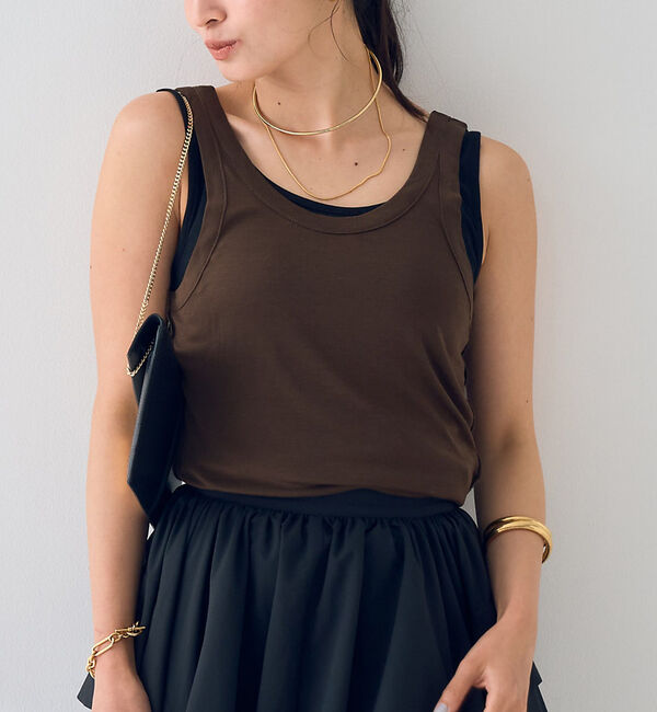 Rouge vif「【2枚セット】レイヤードカットタンクトップ」|キャミソール|チャコールグレー