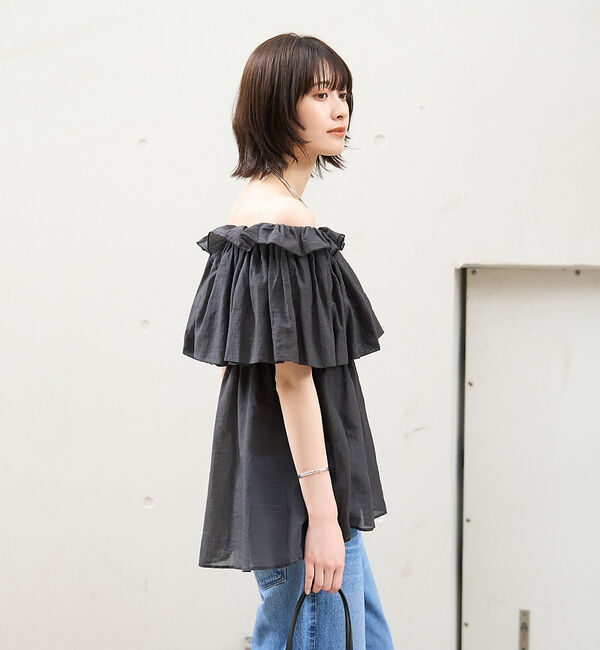 Rouge vif「コットンオフショルバルーンブラウス」|シャツ・ブラウス|