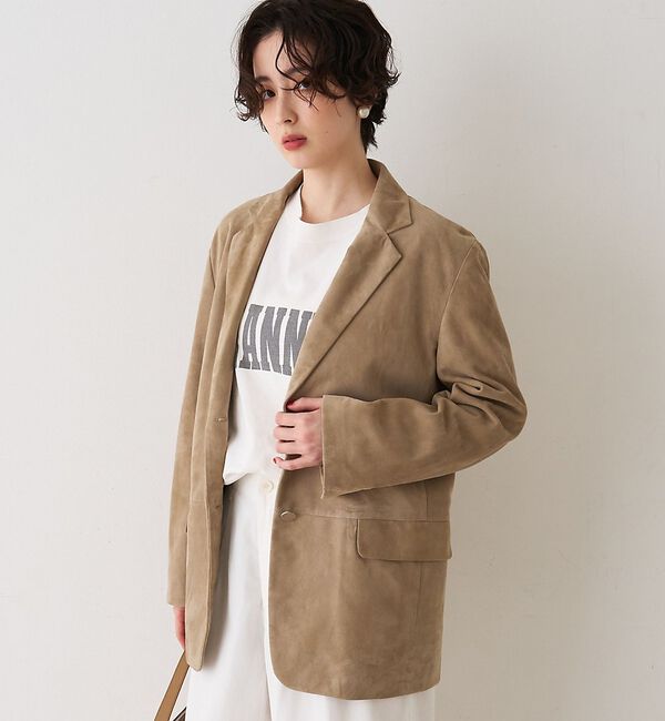 Rouge vif「ゴートスエード シングルジャケット」|テーラードジャケット|ベージュ