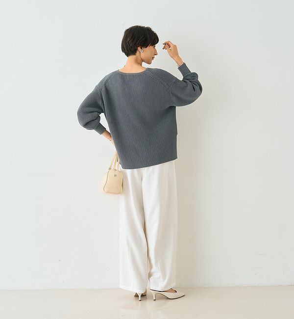 Rouge vif「片畦ハートVネックコットンプルオーバーニット」|ニット・セーター|