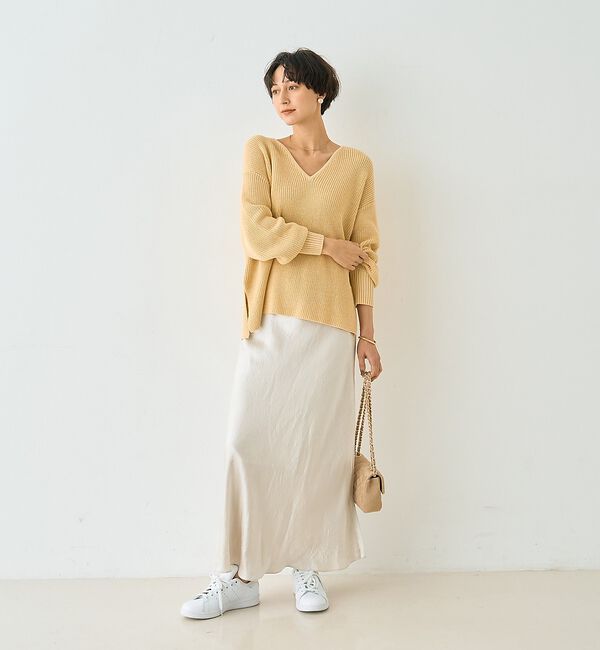 Rouge vif「片畦ハートVネックコットンプルオーバーニット」|ニット・セーター|