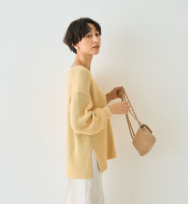 Rouge vif「片畦ハートVネックコットンプルオーバーニット」|ニット・セーター|