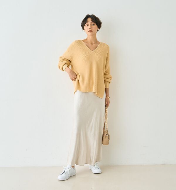 Rouge vif「片畦ハートVネックコットンプルオーバーニット」|ニット・セーター|