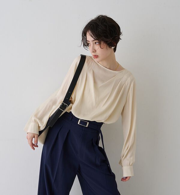 Rouge vif「【一部店舗限定】ドレープサテンブラウス」|シャツ・ブラウス|