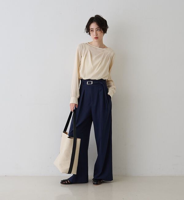 Rouge vif「【一部店舗限定】ドレープサテンブラウス」|シャツ・ブラウス|