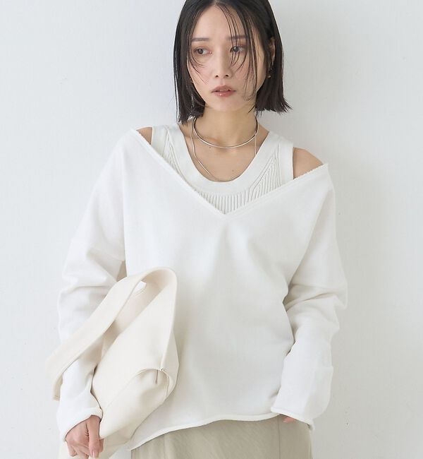 Rouge vif「裏毛Vネックスウェットプルオーバー」|スウェット・ジャージ|オフホワイト