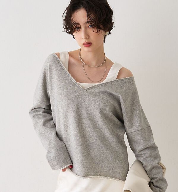 Rouge vif「裏毛Vネックスウェットプルオーバー」|スウェット・ジャージ|グレー