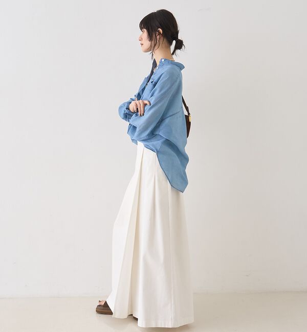 Rouge vif「シアーデニムスタンドネックシャツ/バンドカラーシャツ【予約】」|シャツ・ブラウス|