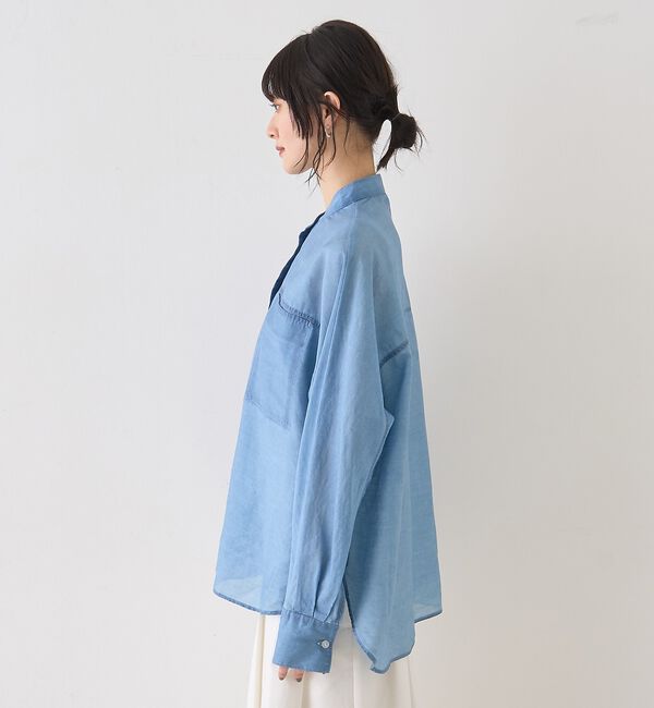 Rouge vif「シアーデニムスタンドネックシャツ/バンドカラーシャツ【予約】」|シャツ・ブラウス|