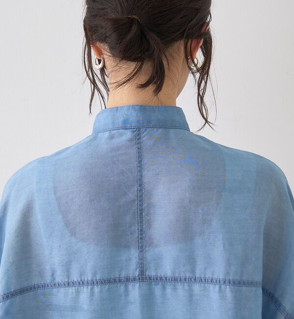 Rouge vif「シアーデニムスタンドネックシャツ/バンドカラーシャツ【予約】」|シャツ・ブラウス|