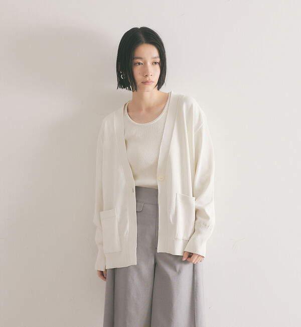 qualite「《アンサンブル対応》フォルムニットカーデ」|カーディガン|オフホワイト