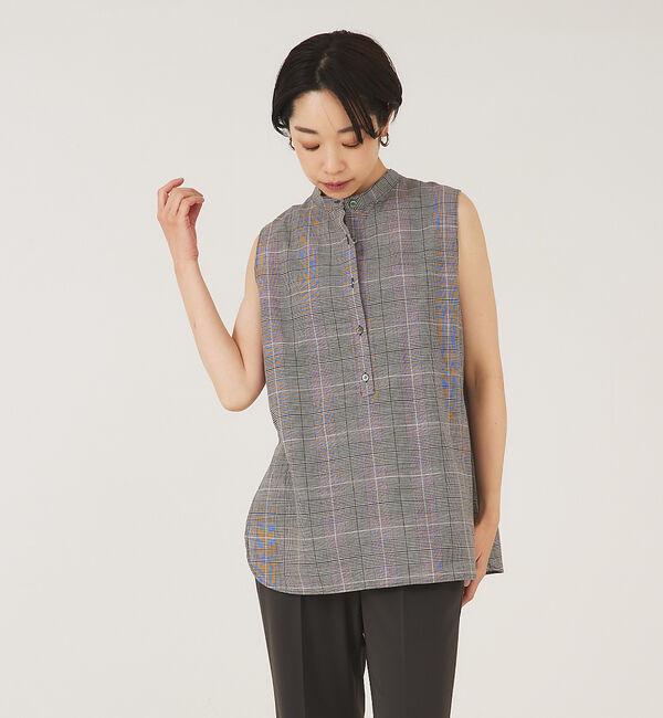 qualite「スタンド2wayチュニックブラウス」|シャツ・ブラウス|