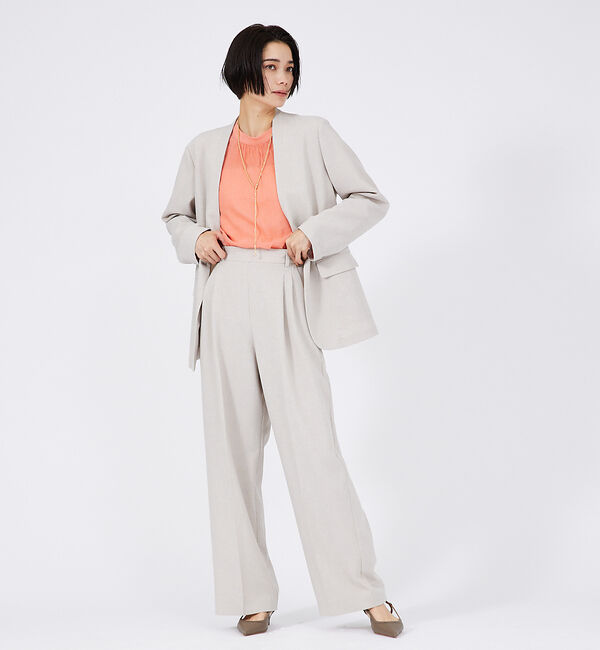 qualite「【セットアップ対応】クリスピーリネンジャケット」|ノーカラージャケット|