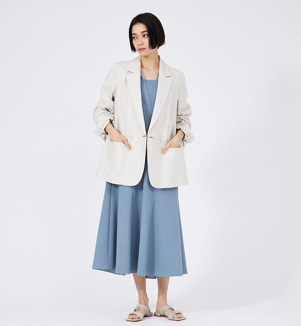 qualite「【セットアップ対応】クリスピーリネンジャケット」|ノーカラージャケット|