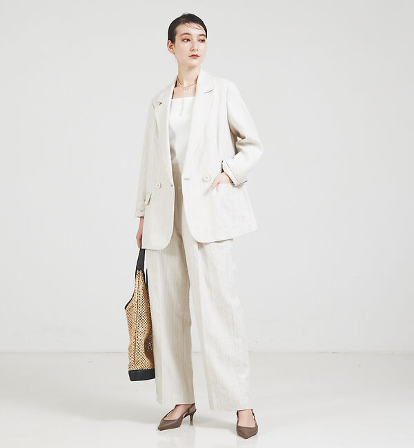 qualite「【セットアップ対応】ランダムヘリンボーンリネンジャケット」|テーラードジャケット|