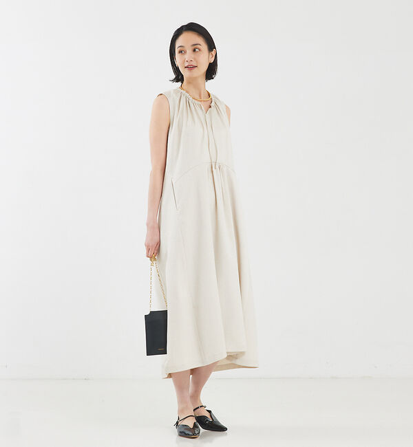 qualite「リネンライクギャザーワンピース」|ワンピース|