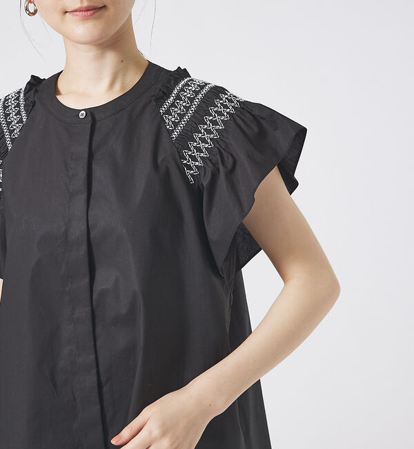 qualite「スモッキングスリーブシャツ」|シャツ・ブラウス|