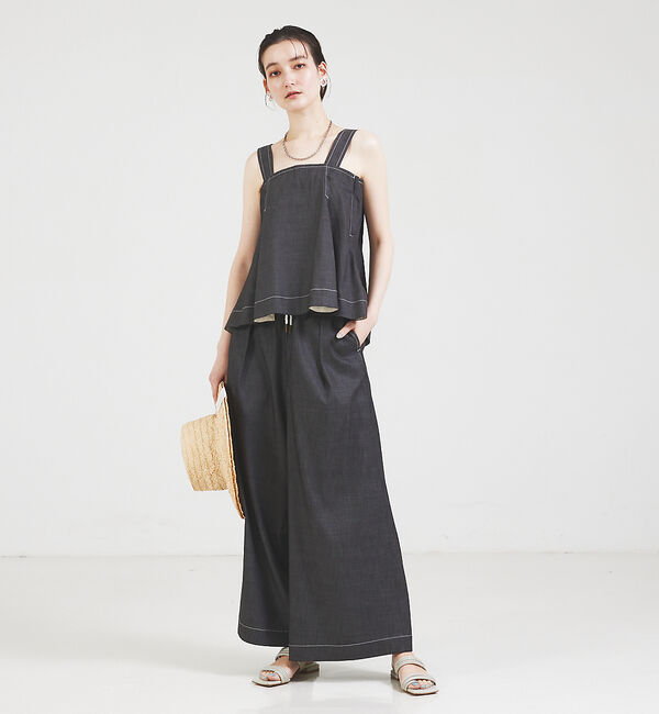 qualite「コットンリヨセルデニムワイドパンツ」|デニム|