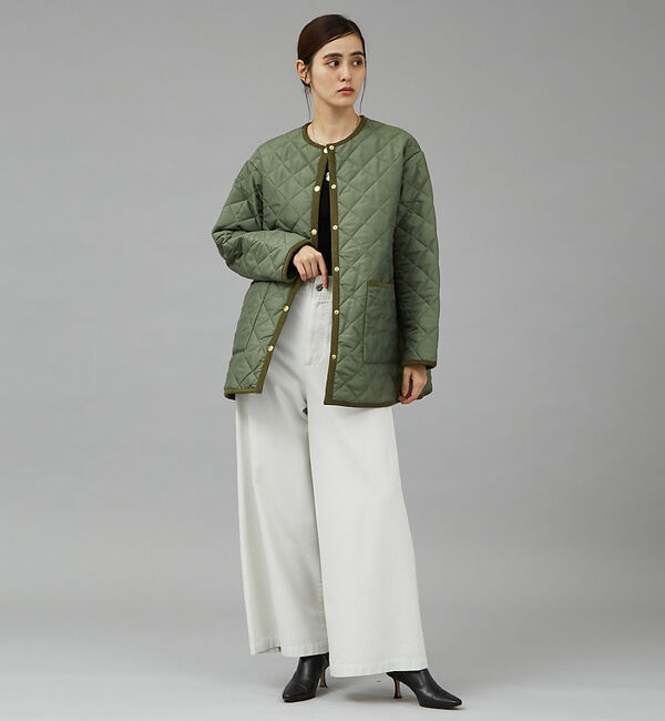 qualite「【TRADITIONAL WEATHERWEAR】キルティングノーカラーミドルブ」|ブルゾン・スタジャン|