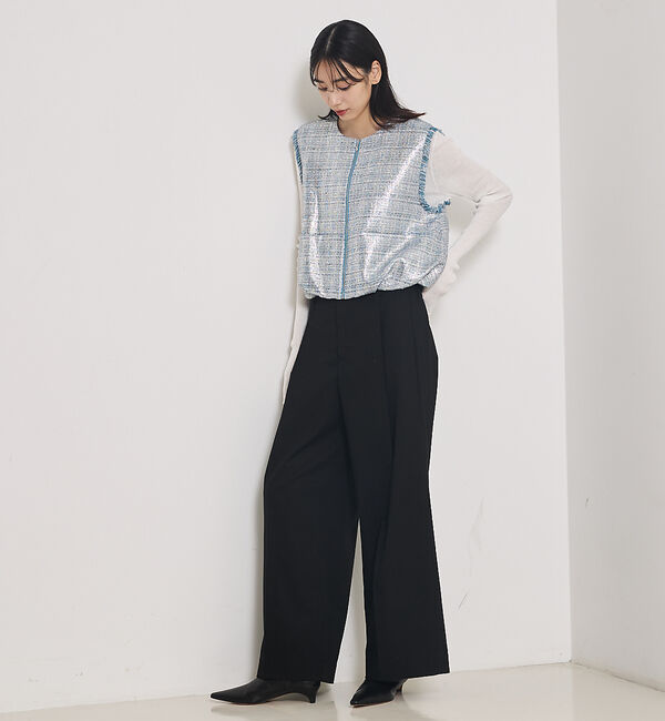 qualite「ハクツイードジップアップジレ」|ベスト・ジレ|