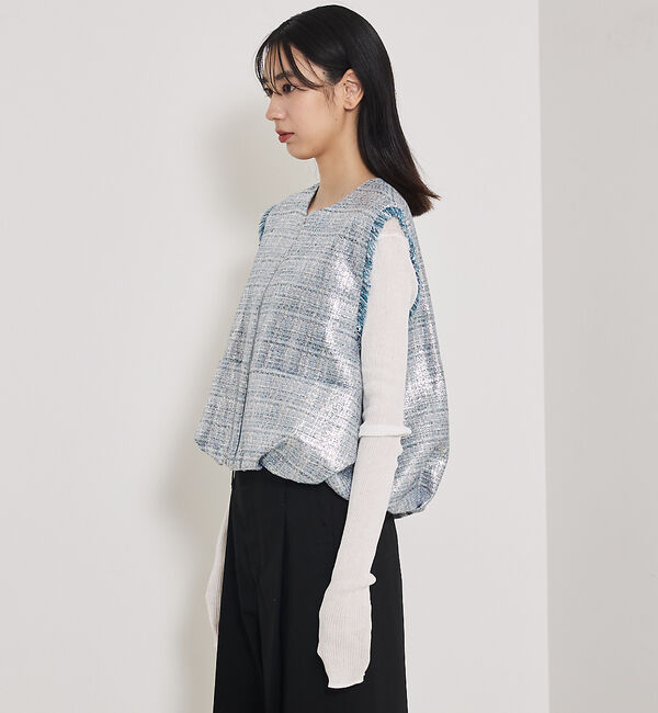 qualite「ハクツイードジップアップジレ」|ベスト・ジレ|