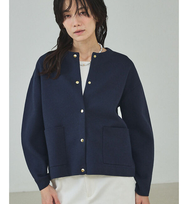 qualite「【春にちょうどいい軽羽織り】ダブルフェイスニットカーディガン」|カーディガン|