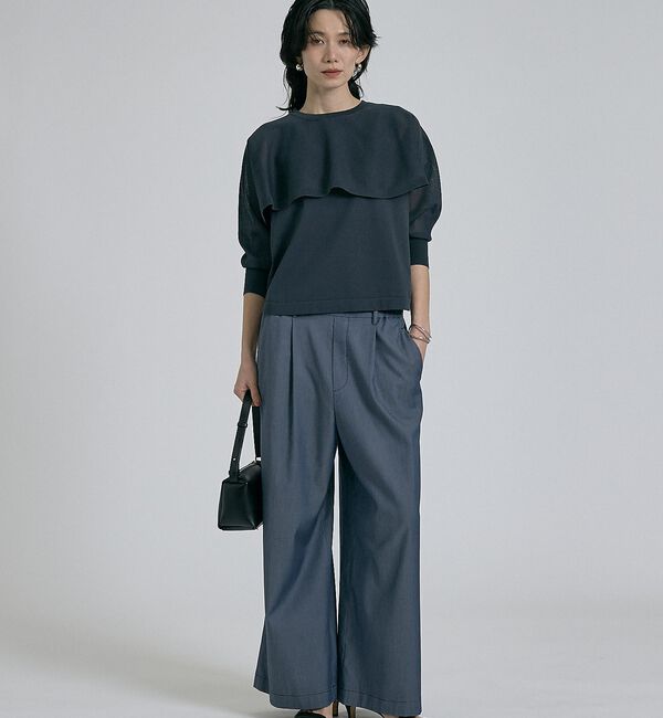 qualite「【ケープ&times;タンクの2WAY仕様】シアーケープニット」|シャツ・ブラウス|