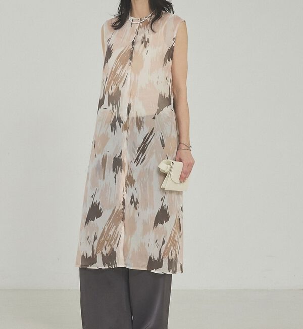 qualite「シアープリントロングブラウス」|シャツ・ブラウス|