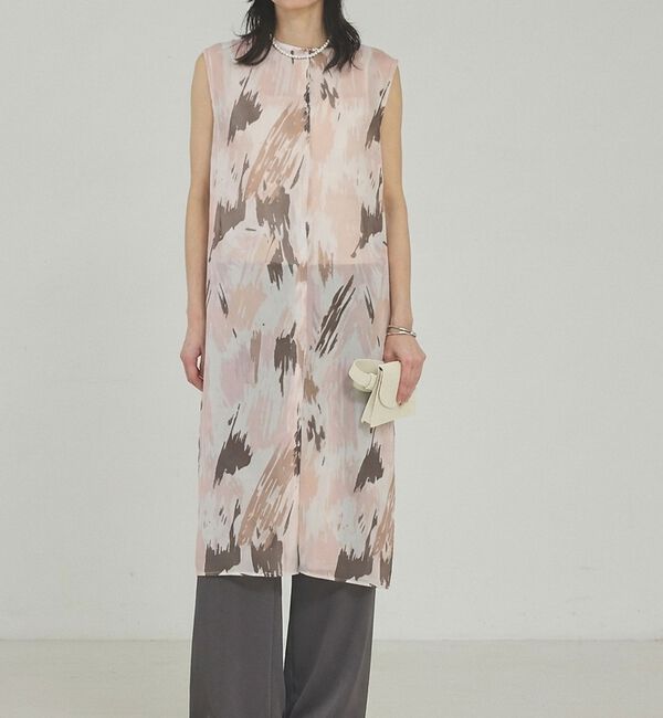 qualite「シアープリントロングブラウス」|シャツ・ブラウス|