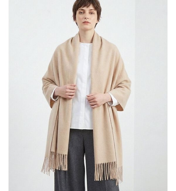 qualite「無線色カシミア大判ストール」|マフラー|ベージュ