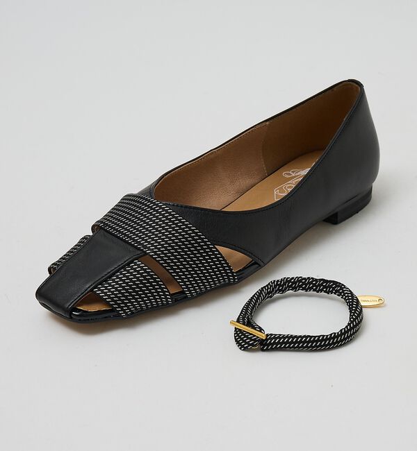 AU BANNISTER「【シルクネクタイ生地使用】グルカモチーフ フラットパンプス」|パンプス|