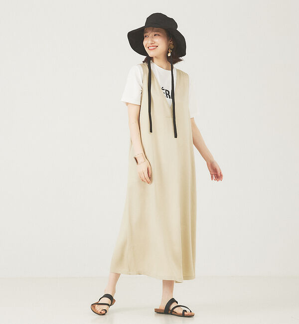 abahouse mavie「【大人のいちまんワンピ】2WAYジャンパースカート」|ジャンパースカート|ベージュ