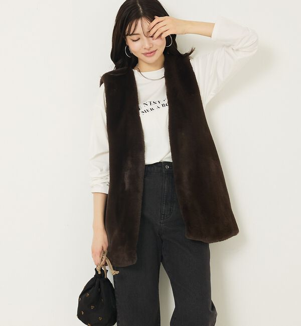 abahouse mavie「フェイクファーベスト」|ベスト・ジレ|