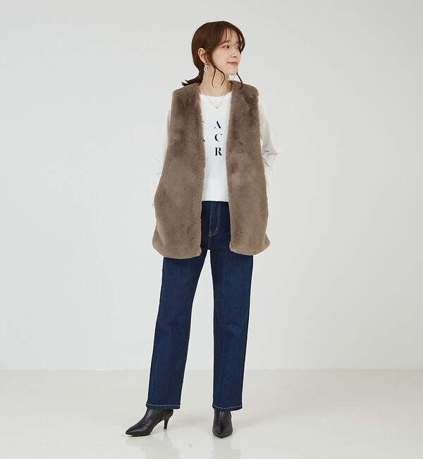 abahouse mavie「フェイクファーベスト」|ベスト・ジレ|